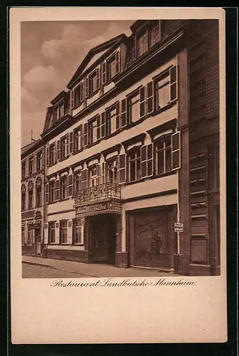 AK Mannheim, Restaurant Landkutsche von der Strasse gesehen, D5 Nr. 3