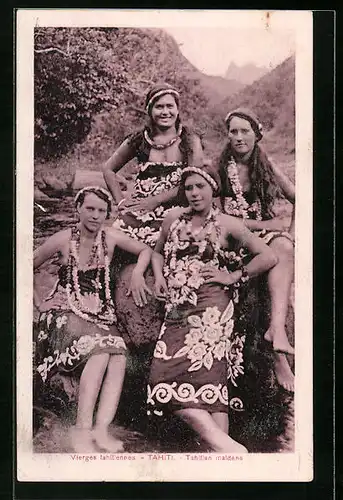 AK Tahiti, Vierges tahitiennes, Vier junge Tahitianerinnen