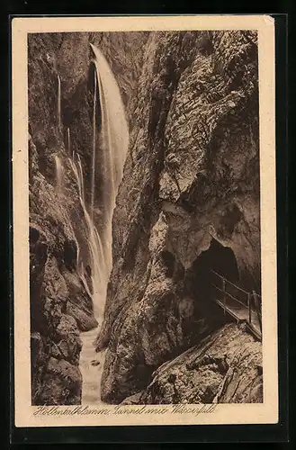 AK Höllentalklamm, Tunnel mit Wasserfall