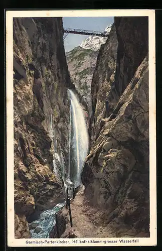 AK Garmisch-Partenkirchen, Grosser Wasserfall in der Höllenthalklamm