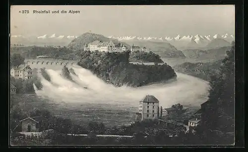 AK Neuhausen, Rheinfall und die Alpen