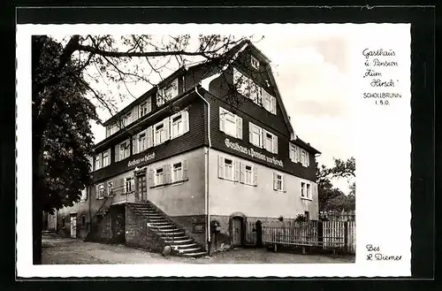 AK Schollbrunn, Ansicht Gasthaus und Pension Zum Hirsch
