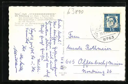 AK Miltenberg /Main, Ansicht Cafe Schönenbrunnen