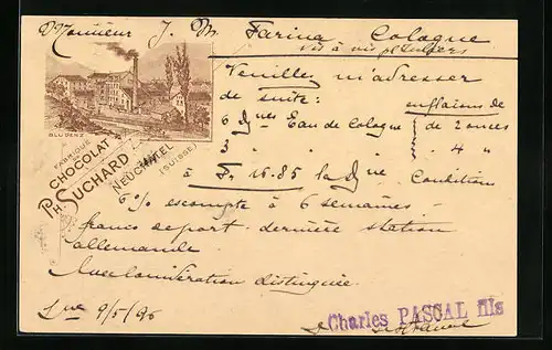 Lithographie Neuchatel, Fabrique de Chocolat Ph. Suchard