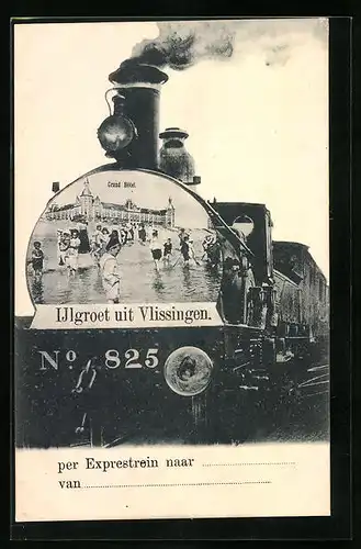 AK Vlissingen, Grand Hotel auf einer Lokomotive