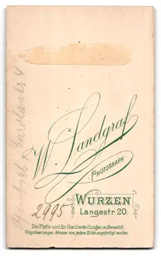 Fotografie W. Landgraf, Wurzen, Langestr. 20, Eleganter Herr mit Oberlippenbart
