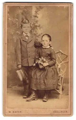 Fotografie Wilh. Mayer, Esslingen, Kronenstr. 12, Kinderpaar in modischer Kleidung