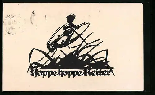 AK Kind reitet auf Grashüpfer