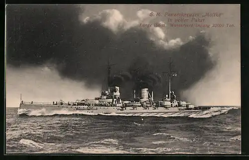 AK SM Panzerkreuzer Moltke in voller Fahrt