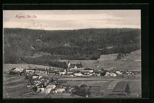 AK Aigen, Teilansicht mit Kirche