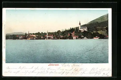 AK Attersee, Teilansicht mit Kirche