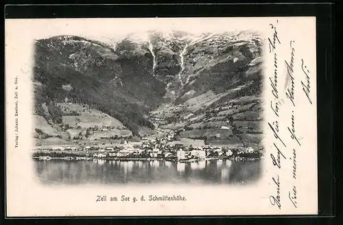 AK Zell am See, Sicht auf Schmittenhöhe vom Wasser aus