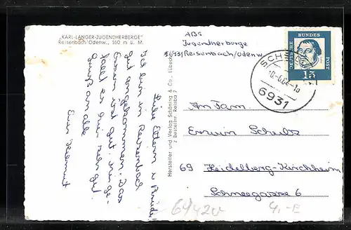 AK Reisenbach /Odenw., Karl-Langer-Jugendherberge