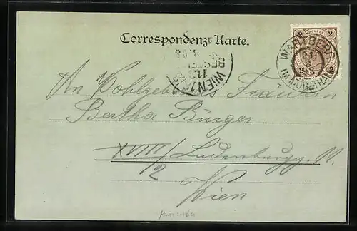 Mondschein-AK Langenwang, Ortsansicht aus der Vogelschau