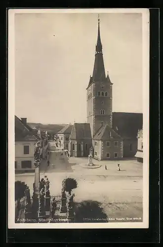 AK Voitsberg, Strassenpartie mit Stadtpfarrkirche