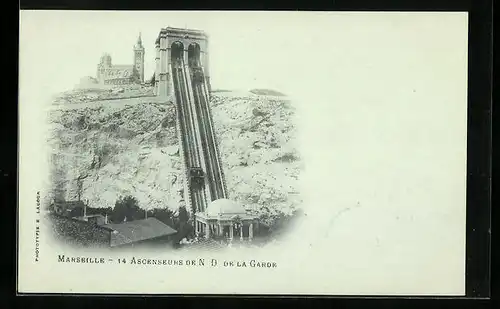 AK Marseille, Ascenseurs de N. D. de la Garde, Bergbahn