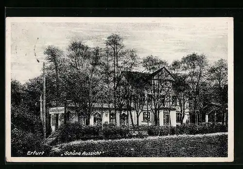 AK Erfurt, Gasthaus Schöne Aussicht in der Jahnstrasse 1