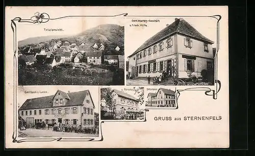 AK Sternenfels, Gasthaus zum Lamm, Gemischwarengeschäft Höfle, Forsthaus