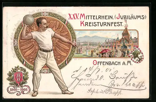 Lithographie Offenbach /Main, 25. jähriges Jubiläums-Kreisturnfest