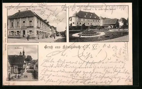 AK Königsbach, Blick auf Strasse zum Rathaus und Gasthaus Zum Adler