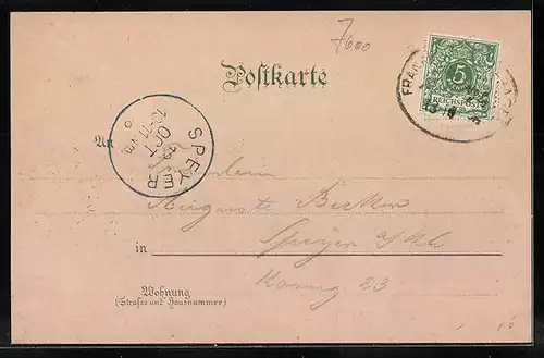 Lithographie Offenburg, Krieger-Denkmal, Drake Denkmal und Total