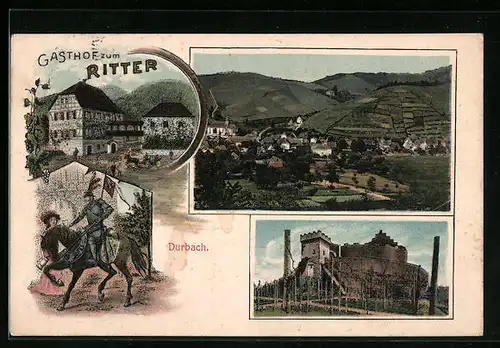 AK Durbach, Gesamt und Teilansicht Gasthof Zum Ritter