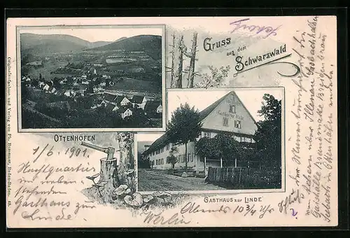 AK Ottenhöfen /Schwarzwald, Gasthaus zur Linde, Totalansicht