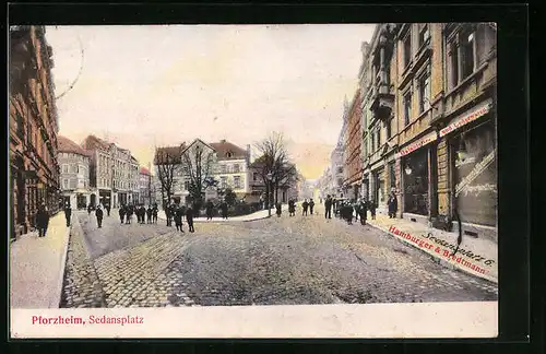 AK Pforzheim, Strasse am Sedansplatz