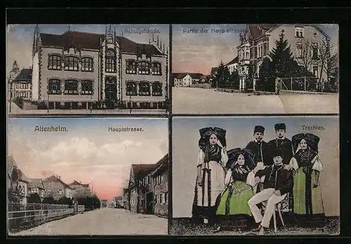 AK Altenheim, Schulgebäude, Hauptstrasse, Trachten