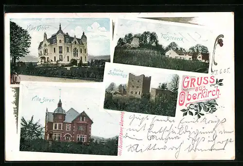 AK Oberkirch, Villa Köhler, Villa Zürer, Ruine Schauenburg