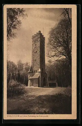 AK Lautertal, Ohlyturm auf dem Felsberg im Odenwald