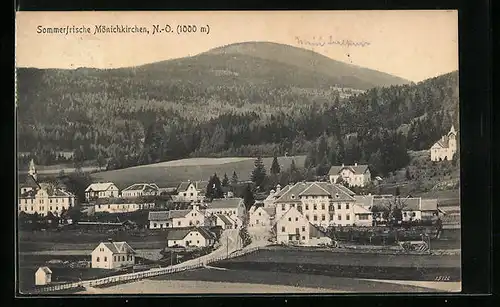 AK Mönichkirchen, Teilansicht mit Hotel Lang