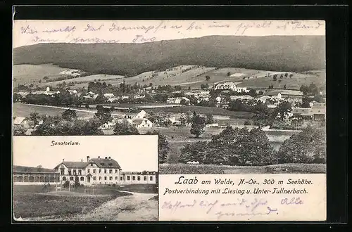 AK Laab am Walde, Sanatorium, Totalansicht aus der Ferne