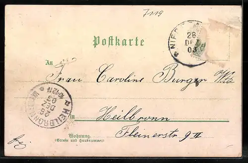 Lithographie Niedernhall, Götzenhaus, Post, Rathaus, Fabrik von Schaufler u. Wundt, Totalansicht
