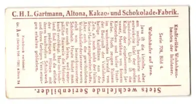 Sammelbild Gartmann Schokolade, Wohnhäuser auf Java