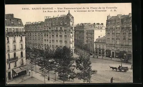 AK Saint-Mandè, Vue Panoramique de la Place de la Tourelle, La Rue de Paris, L`Avenue de la Tourelle