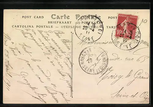 AK Thiais, La Rue et la Place de l`Eglise