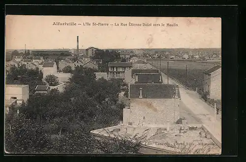 AK Alfortville, L`Ile St-Pierre, La Rue Ètienne Dolet vers le Moulin