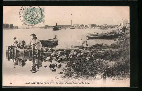 AK Alfortville, Ile Saint-Pierre, Bords de la Seine