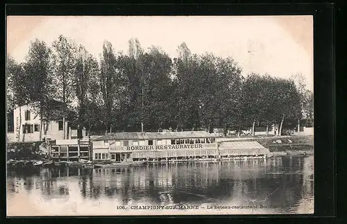 AK Champigny-sur-Marne, Le bateau-restaurant Bordier