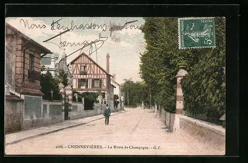 AK Chennevières-sur-Marne, La Route de Champigny