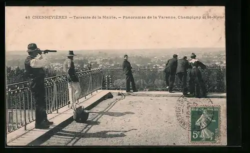 AK Chennevières-sur-Marne, Terrasse de la Mairie, Panoramas de la Varenne, Champigny et St-Maur