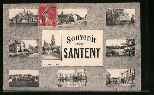 AK Santeny, Neun Ansichten aus dem Ort