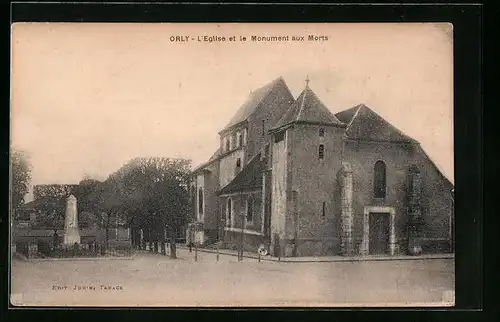 AK Orly, L`Eglise et le Monument aux Morts