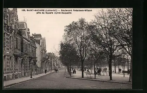 AK Saint-Nazaire, Boulevard Prèsident-Wilson pris du Square Aymè-Duquaire