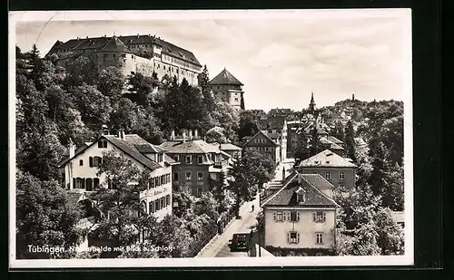 AK Tübingen, Neckarhalde mit Blick a. d. Schloss