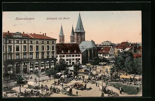 AK Kaiserslautern, Stiftsplatz mit Markt