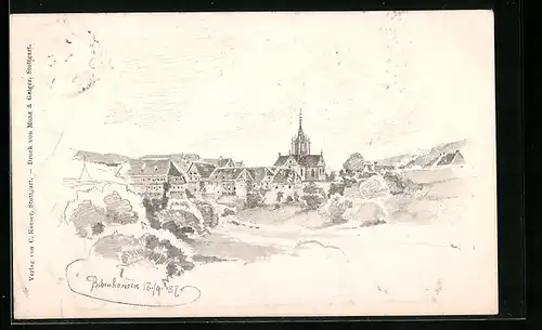 Künstler-AK Bebenhausen, Ortsansicht