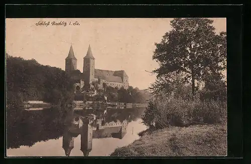 AK Rochlitz i. Sa., Blick über die Mulde zum Schloss