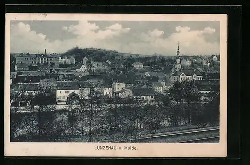 AK Lunzenau a. Mulde, Ortsansicht aus der Vogelschau